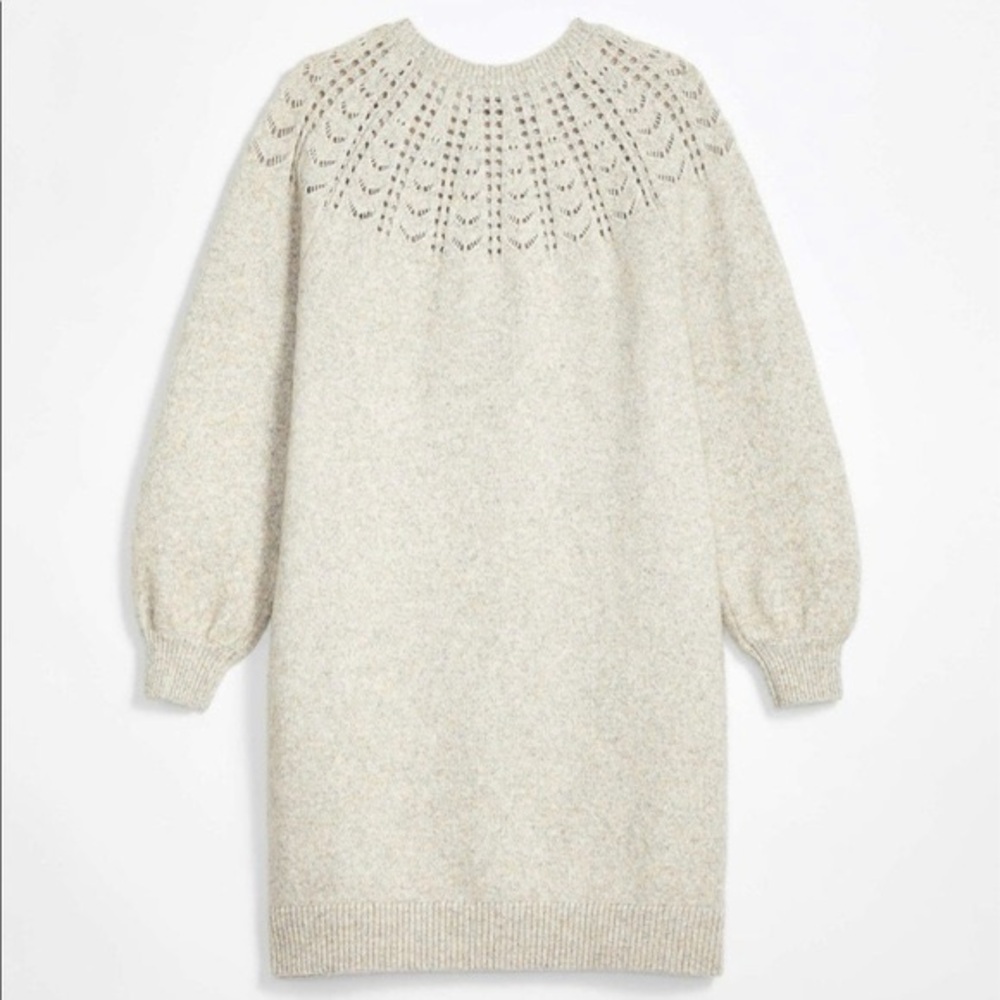 NWT LOFT Petite Pointelle Yoke Sweater Dress Size Small